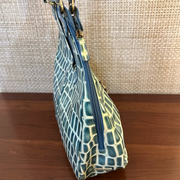 🌟HP🌟VTG 2000 Glossy Teal Mock Croc Vinyl Hobo Shoulder Bag C. Lapson Italy - Picture 5 of 16